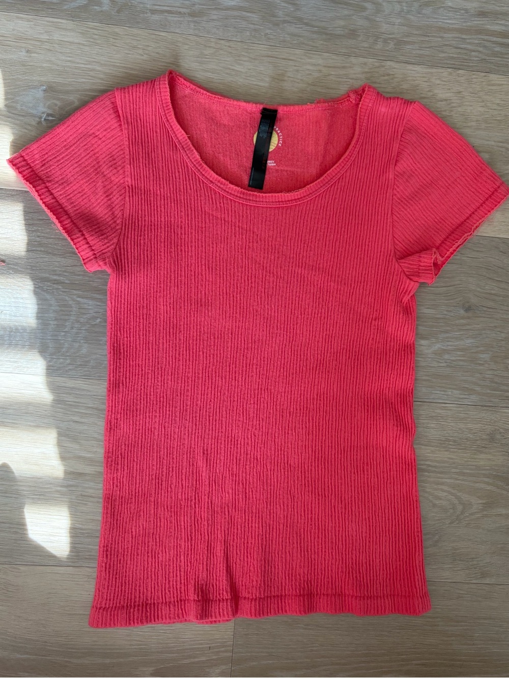 Anthropologie Daily Practice Coral Pink Ribbed Scoop Neck Top S